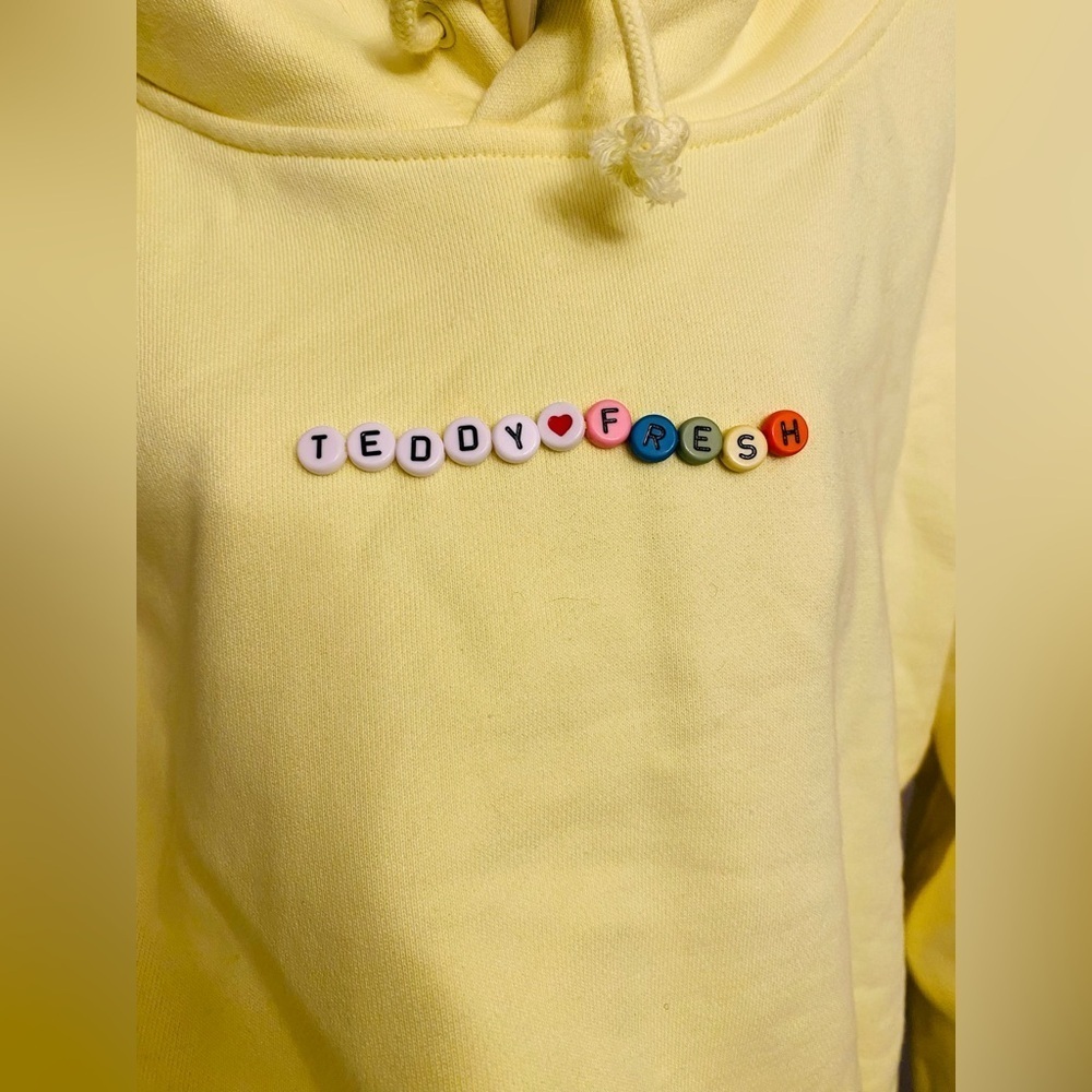 NWT Teddy Fresh neon yellow cropped hoodie - Picture 2 of 10